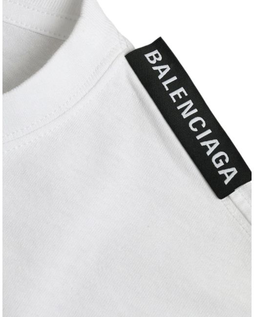 Balenciaga White Off Cotton Jersey Round Neck T-Shirt for men