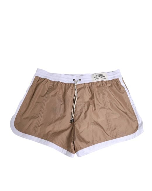 Dolce & Gabbana Brown Polyester Re-Edition Shorts Swimwear for men