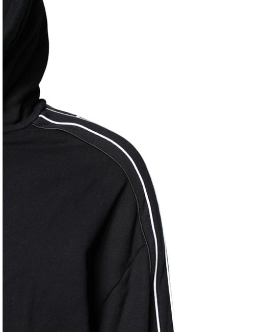 Dolce & Gabbana Black Hooded Sweatshirt With Side Stripes for men