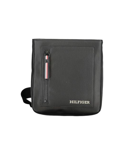 Tommy Hilfiger Gray Black Polyurethane Men Shoulder Bag for men
