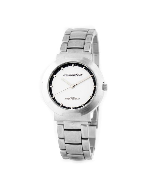 Chronotech Metallic Silver Steel Watch