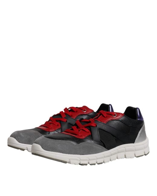 Dolce & Gabbana Multicolor Leather Suede Low Top Sneakers Shoes for men