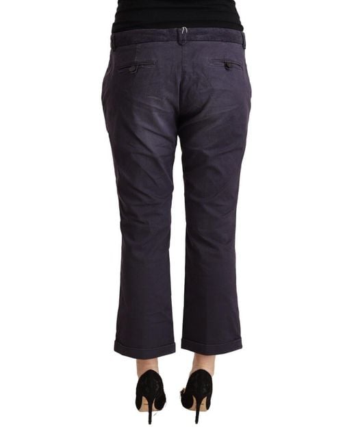 Jucca Blue Black Low Waist Folded Hem Flared Cropped Pants