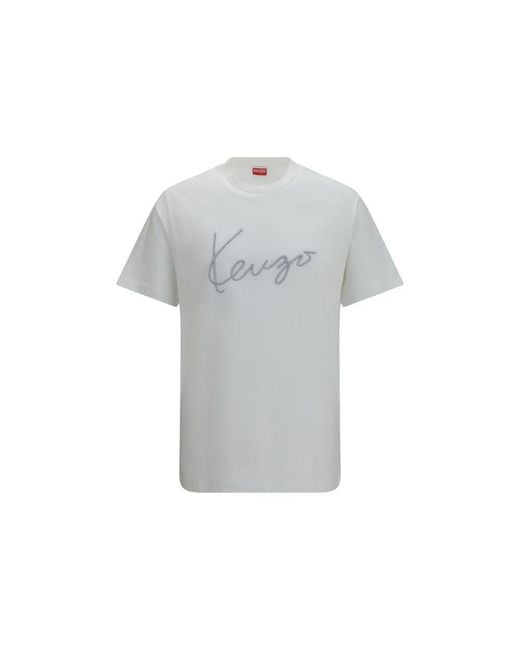 KENZO Gray White Cotton T for men