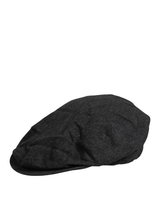Dolce & Gabbana Men Black Cotton Flat Cloth Newsboy Cap Hat for men