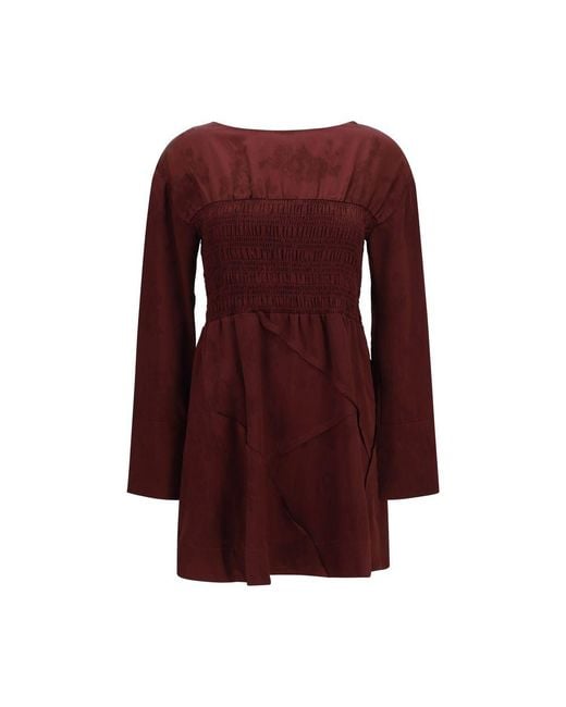 Ganni Purple Bordeaux Acetate Casual Dress