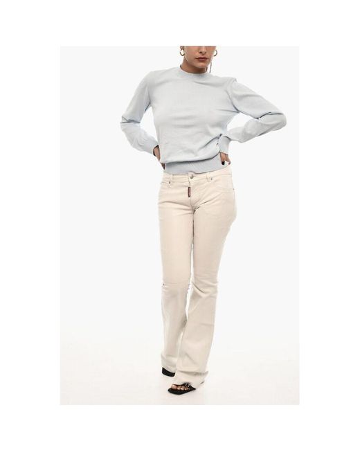 DSquared² Natural Mid-waist Boot Cut Leather Pants - W38