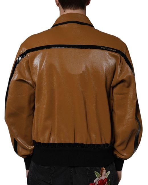 Dolce & Gabbana Brown Leather Jackets for men