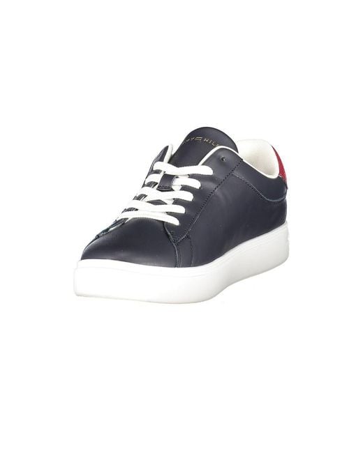 Tommy Hilfiger Blue Leather Sneakers Casual Style