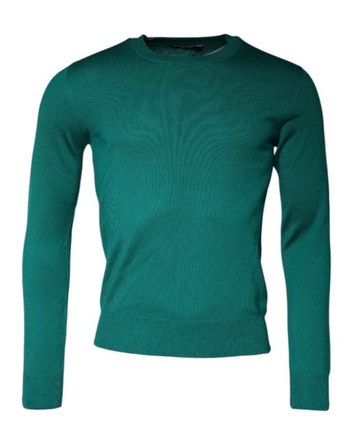 Dolce & Gabbana Green Wool Knit Crew Neck Pullover Sweater for men