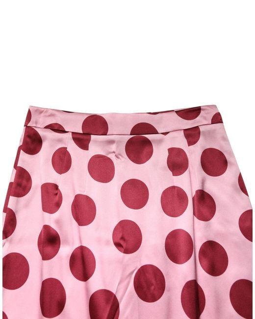 Dolce & Gabbana Red Polka Dot Silk Pencil Cut Midi Skirt 04+Se