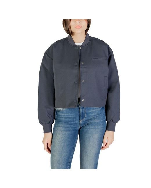 Calvin Klein Blue Gray Recycled Polyester Jackets & Coat