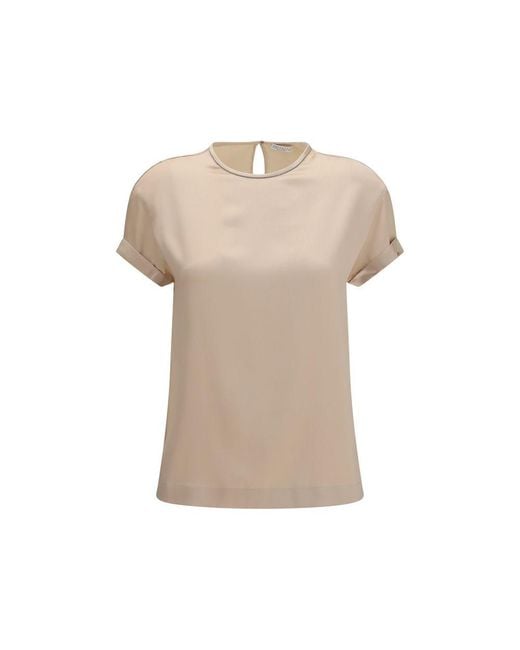 Brunello Cucinelli Natural Beige Elastane Blouse