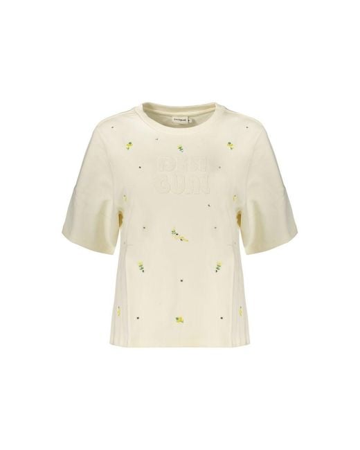 Desigual Natural White Cotton Sweatshirt