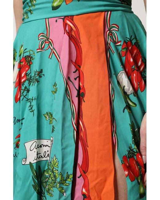 Dolce & Gabbana Blue Multicolor Printed Silk Sleeveless Midi Dress for men