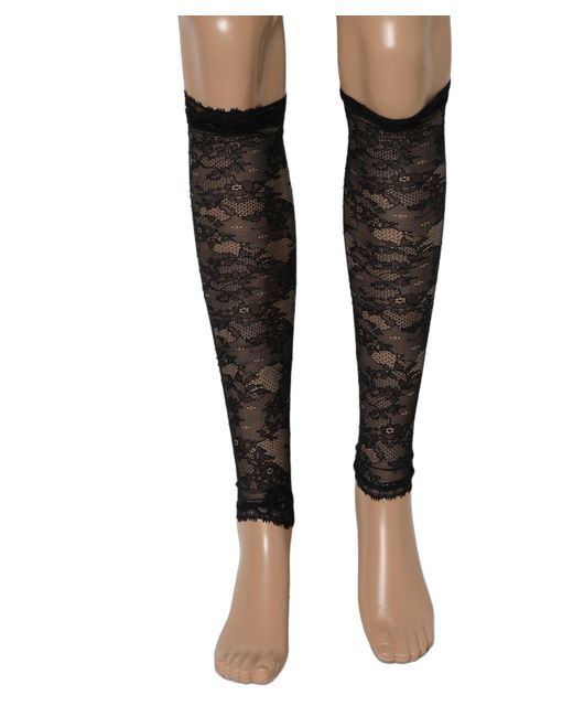 Dolce & Gabbana Black Floral Lace Nylon Stretch Knee Socks