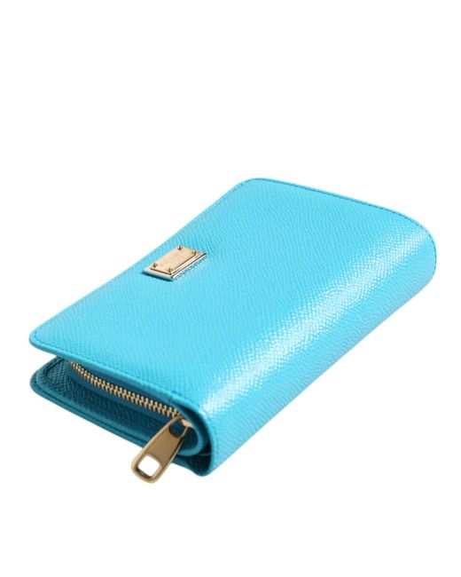 Dolce & Gabbana Blue Leather Bifold Continental Clutch Wallet for men