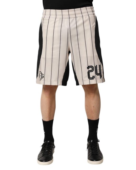 Dolce & Gabbana Natural Striped Numbered Shorts for men