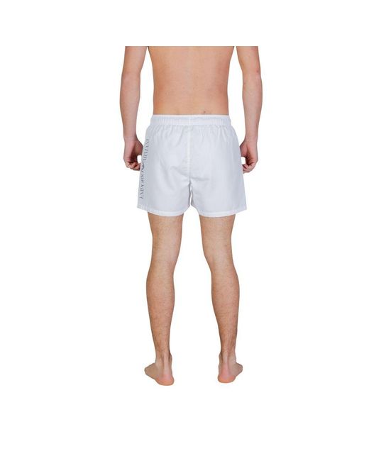 EA7 White Polyester Swim Shorts for men