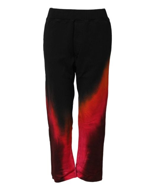 DSquared² Black Red Cotton Straight Fit Jogger Pants for men