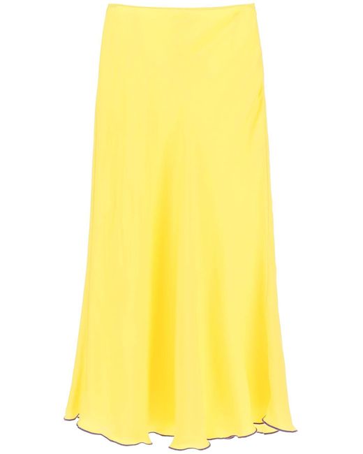 Siedres Yellow 'prim' Satin Midi Skirt