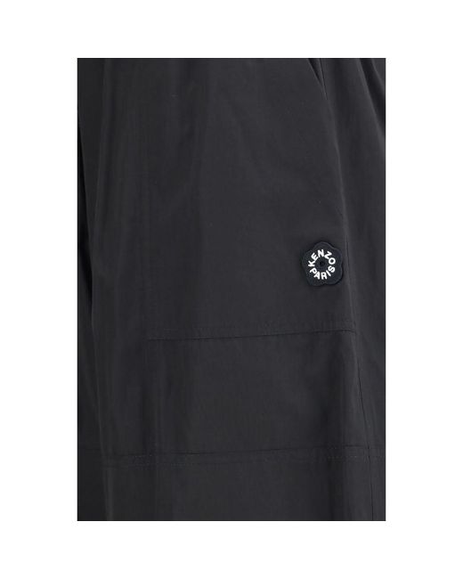 KENZO Blue Black Polyester Casual Pants