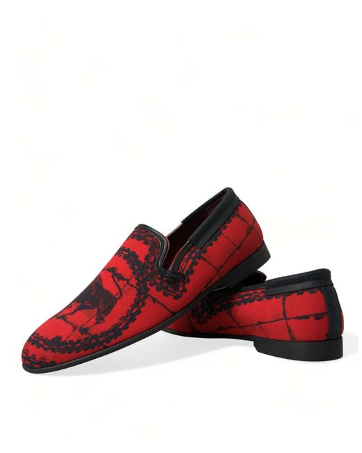 Dolce & Gabbana Red Black Torero Loafers Slippers Men Shoes for men