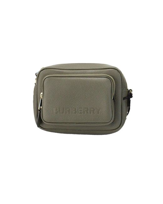 Burberry Small Branded Dark Fern Green Grainy Leather Camera Crossbody Bag