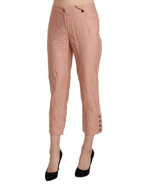 Ermanno Scervino Pink Cotton High Waist Cropped Trouser Pants