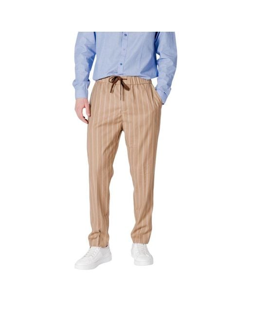 Gianni Lupo Blue Beige Polyester Pants for men