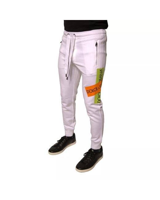 Dolce & Gabbana Pink Logo Patch Slim Fit Joggers for men