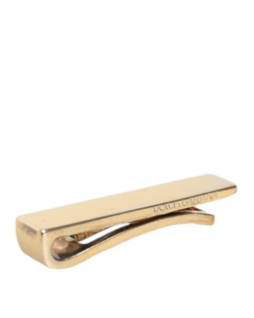 Dolce & Gabbana Natural Gold Tone Brass Logo Branded Men Tie Clip Bar for men