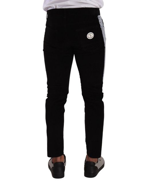 Dolce & Gabbana Black Elegant Slim-Fit Cotton Jeans for men
