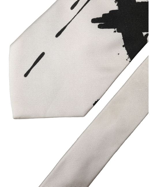 Dolce & Gabbana Gray Tattoo Floral Silk Adjustable 'Sd Neckmen's Tie for men