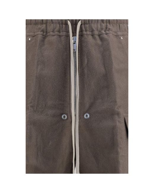 Rick Owens Brown Gray Ramie Cargo Pants for men