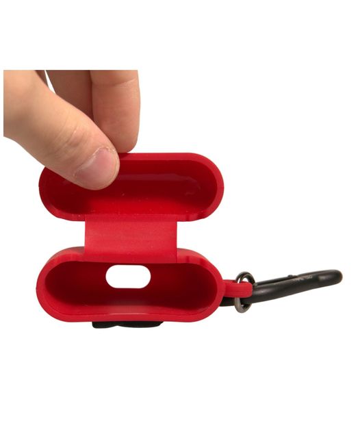 Dolce & Gabbana Red Silicone Rubber Logo Embossed Airpods Case Accessory