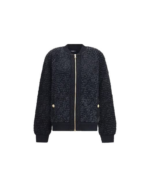 Balmain Blue Black Viscose Bomber