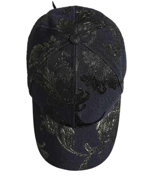 Dolce & Gabbana Men Black Floral Barocco Cotton Baseball Cap Hat for men