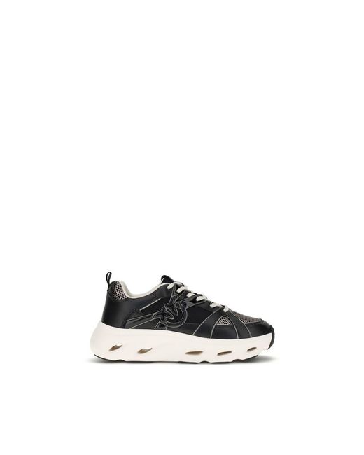 Pinko Black Calf Leather Bos Taurus Chunky Sneakers