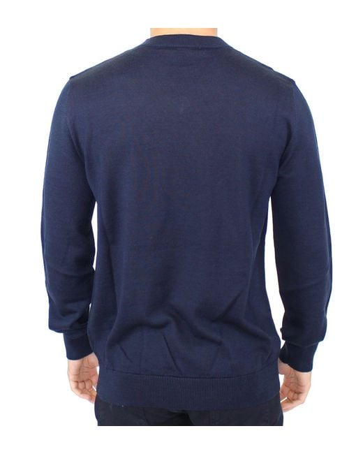 Ermanno Scervino Blue Elegant V-Neck Wool Blend Pullover for men