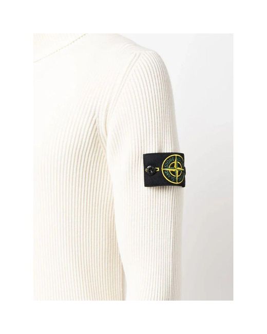 Stone Island White Wool Sweater for men