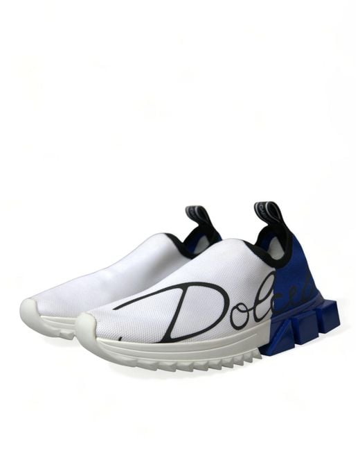 Dolce & Gabbana Blue Leather Logo Low Top Sneakers Shoes for men