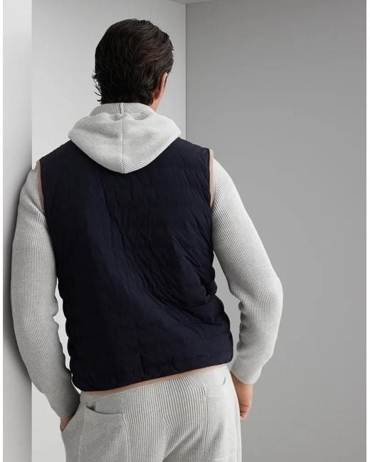Brunello Cucinelli White Multicolor Polyamide Sleeveless Jacket for men