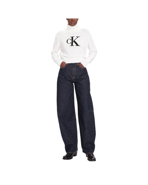 Calvin Klein White Cotton Turtleneck