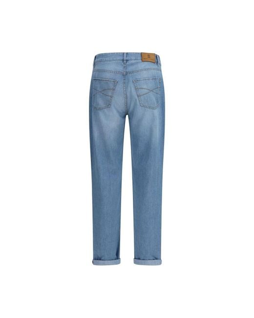 Brunello Cucinelli Blue Cotton Relaxed Fit Jeans for men