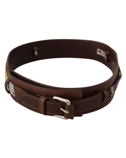 CoSTUME NATIONAL Brown Leather Silver Buckle Belt