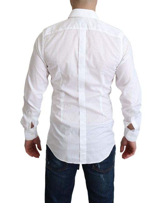 Dolce & Gabbana White Cotton Long Sleeves Formal Shirt for men