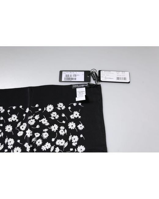 Dolce & Gabbana Black Floral Silk Square Wrap Shawl Scarf