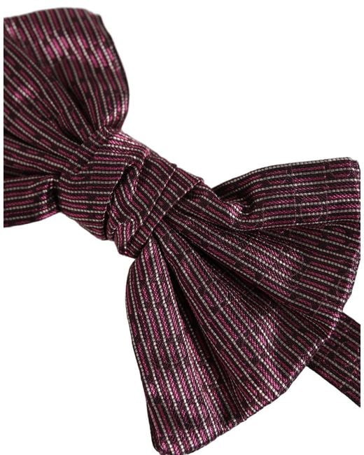 Dolce & Gabbana Purple Men Maroon 100% Silk Adjustable Neck Papillon Bow Tie for men