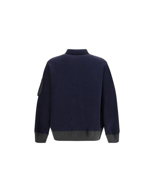 Sacai Blue Cotton Polo Shirt for men
